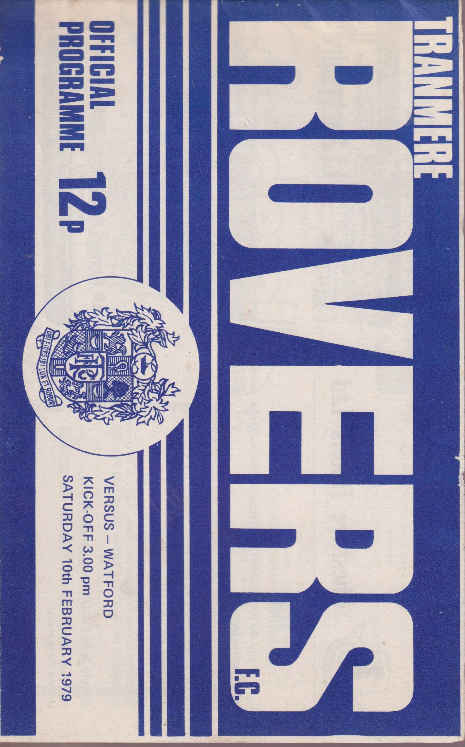 Tranmere Rovers v Watford match programme